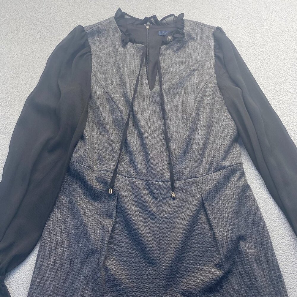 Tommy Hilfiger Women's Gray Herringbone Self Tie Neck Cropped Jumpsuit Size 8 - Picture 13 of 13